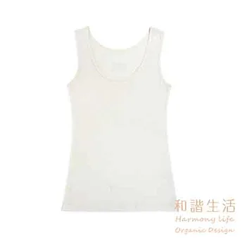 【和諧生活有機棉】仕女緹花無袖內衣L原棉米白