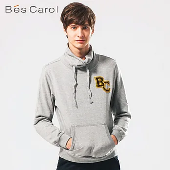 【Bés Carol】男式領口抽繩上衣L中麻灰