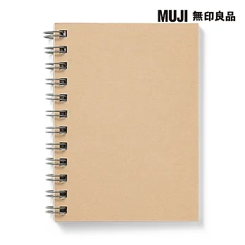 [MUJI 無印良品]植林木不易透色雙環筆記本(橫線)/A7.米