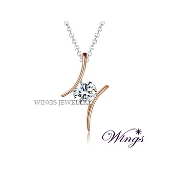 Wings 極光 閃耀八心八箭進口方晶鋯石精鍍玫瑰金項鍊