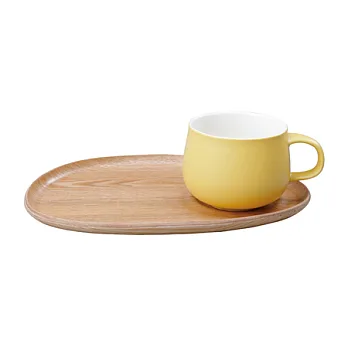 Kinto /FIKA 大輕食木製杯盤組（黃）