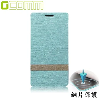 GCOMM iPhone 6 4.7＂ 柳葉紋鋼片惻翻皮套海水藍