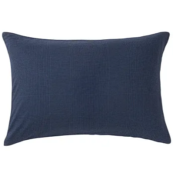 [MUJI 無印良品]水洗棉法蘭絨枕套/43/深藍格紋