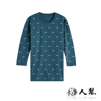 【男人幫】T5563＊【Zoboo盾牌LOGO七分袖純棉T恤】深藍色 L號