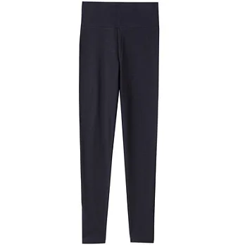 [MUJI 無印良品]女棉混羊毛彈性保暖高腰全長緊身褲L黑色