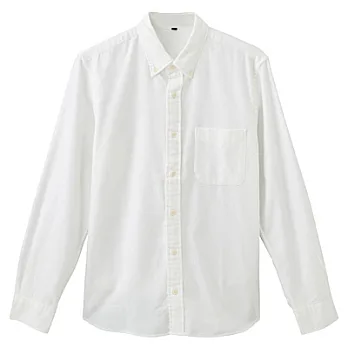 [MUJI 無印良品]男有機棉法蘭絨扣領襯衫XL柔白