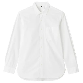 [MUJI 無印良品]男有機棉平織襯衫M白色