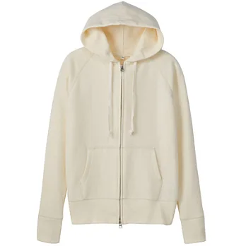 [MUJI 無印良品]女有機棉裏毛連帽外套M柔白