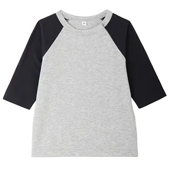[MUJI 無印良品]幼兒有機棉每日兒童服配色七分袖T恤90深藍