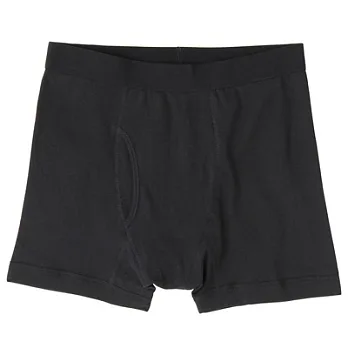 [MUJI 無印良品]男有機棉針織前開拳擊內褲L黑色