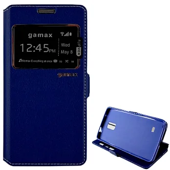 視窗款側掀皮套 Samsung Galaxy Note 4藍色