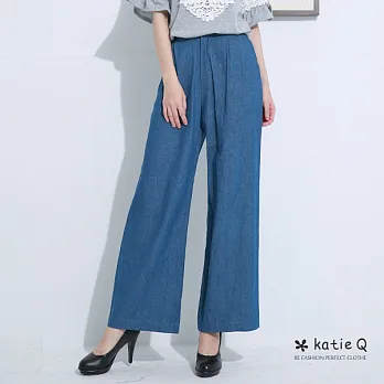 【KatieQ】單寧高腰寬褲(2色)-FREEFREE淺藍
