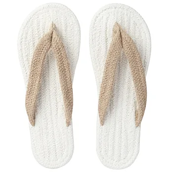 [MUJI 無印良品]印度棉室內夾腳拖鞋/原色×米色/LL