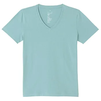 [MUJI 無印良品]女有機棉V領短袖T恤M水藍