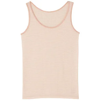 [MUJI 無印良品]女棉質(抗菌防臭)涼感坦克背心S淺橘橫紋