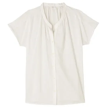 [MUJI 無印良品]女天絲棉短袖長版衫M柔白