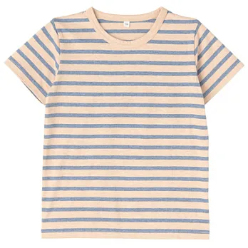 [MUJI 無印良品]兒童有機棉每日兒童服橫紋短袖T恤110藍橫紋