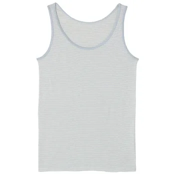 [MUJI 無印良品]女棉質(抗菌防臭)涼感細肩帶S淺藍橫紋