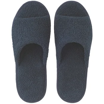[MUJI 無印良品]棉圈絨柔軟前開拖鞋/XL/深藍