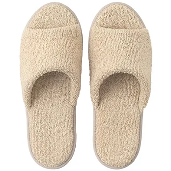 [MUJI 無印良品]棉圈絨柔軟前開拖鞋/XL/米色