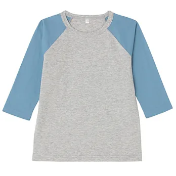 [MUJI 無印良品]兒童有機棉每日兒童服配色七分袖T恤110淡藍