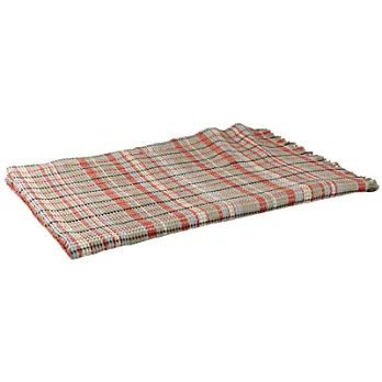 [MUJI 無印良品]印度棉馬度拉斯鬆餅紋毯/米色×橘色