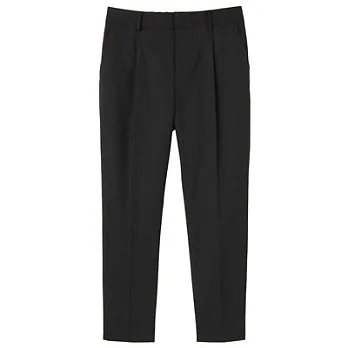 [MUJI 無印良品]女嫘縈混彈性打摺舒適九分褲M墨灰