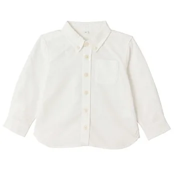 [MUJI 無印良品]幼兒有機棉牛津布扣領襯衫80柔白