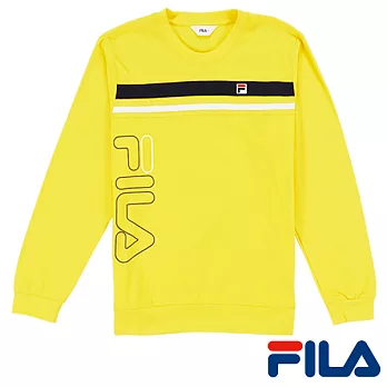 FILA男仕圓領線條上衣(1TEO-5400-YE)M奔馳黃