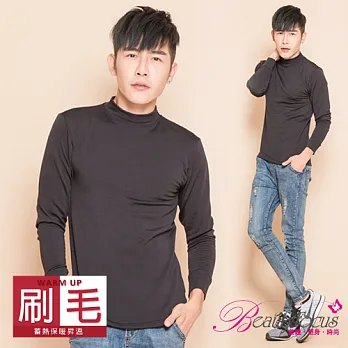 【BeautyFocus】男立領刷毛蓄熱保暖上衣5590黑色-M