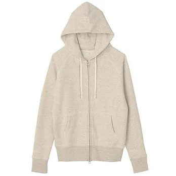 [MUJI 無印良品]女有機棉裏毛連帽外套L粉米