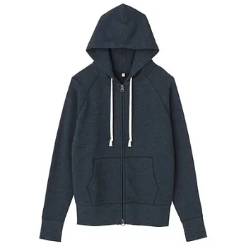 [MUJI 無印良品]女有機棉裏毛連帽外套M藍色