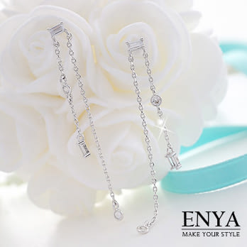 Enya★925銀俐落纖細垂墜耳環銀色