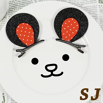 【SJ】閃亮點點動物立體耳朵造型壓夾一對-可愛耳朵