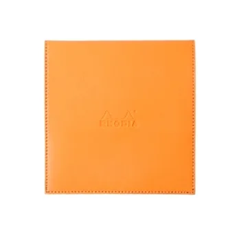 【Rhodia】Boutique_N°148方形皮套筆記本(方眼/白內頁)(橘)(14.8x14.8cm)