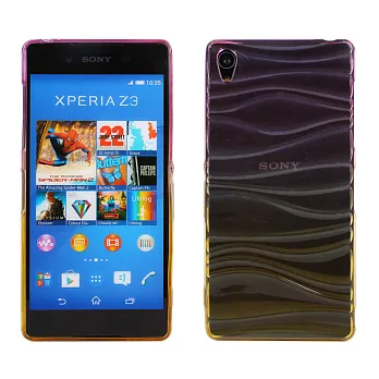 【BIEN】SONY Xperia Z3 波浪漸層彩透軟質手機殼(紫)