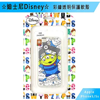 迪士尼 Disney Apple iPhone5/5S/SE 彩繪透明保護軟殼滿滿三眼仔