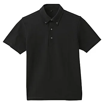 [MUJI 無印良品]男有機棉涼感鹿子織扣領短袖POLO衫S黑色
