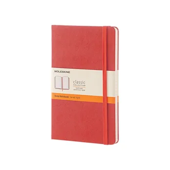 MOLESKINE 彩色筆記本240/橫條RULED/大型L/橘紅