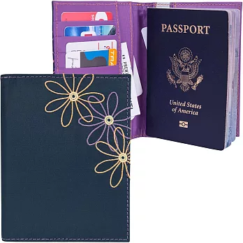 《TRAVELON》RFID七瓣花防護護照夾(藍)