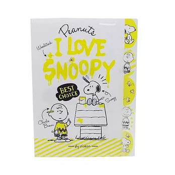 《KAMIO》SNOOPY造型五層分類文件夾(螢光狗屋黃)