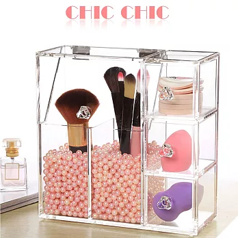 CHIC CHIC 夢幻珍珠海洋化妝品透明壓克力收納架 (有隔層)