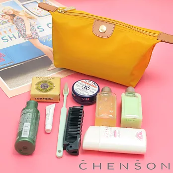 CHENSON 質感化妝收納包 硬式/軟式款 共6色(CG20753)可捲式黃