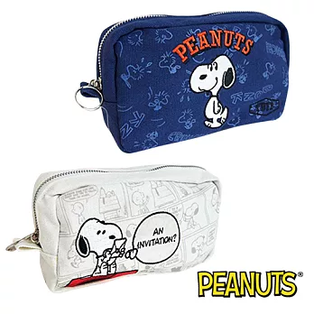 【日本進口正版】史努比 Snoopy 帆布 筆袋/收納包/化妝包 PEANUTS -白色款