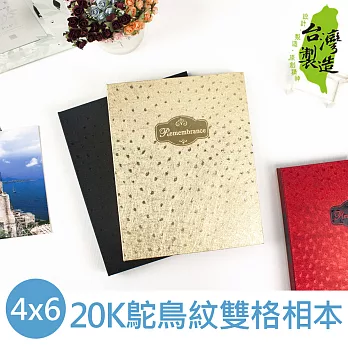 珠友 20K鴕鳥紋雙格相本/相簿/相冊/黑內頁/可收納80枚4X6相片.明信片C金