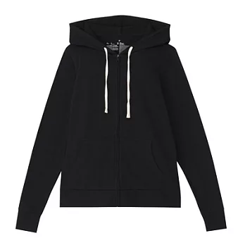 [MUJI無印良品]女棉混拉鍊連帽外套XS黑色