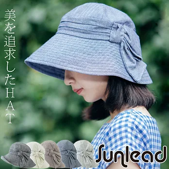 Sunlead 日系防曬抗UV寬緣護頸可折邊遮陽帽(藍黑色)