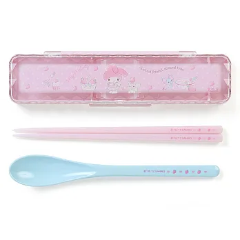《Sanrio》美樂蒂筷子湯匙附盒/環保餐具組(草莓甜點)
