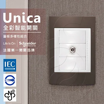 法國Schneider Unica Plus埋入式高屏蔽電視插座_香檳灰/可可亞(ABS外框)可可亞