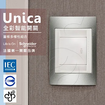 法國Schneider Unica Plus全彩智慧門鈴開關_香檳灰/可可亞(ABS外框)香檳灰